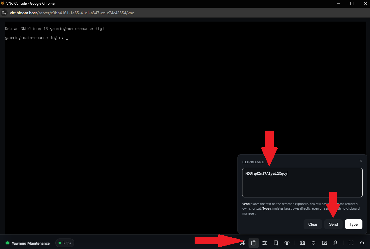 Rescue mode credentials in the Bloom.host email